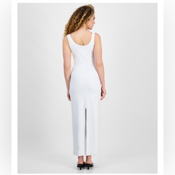 🆕 Bar III White Square Neck Maxi Dress w/ Back Slit - Picture 2 of 2